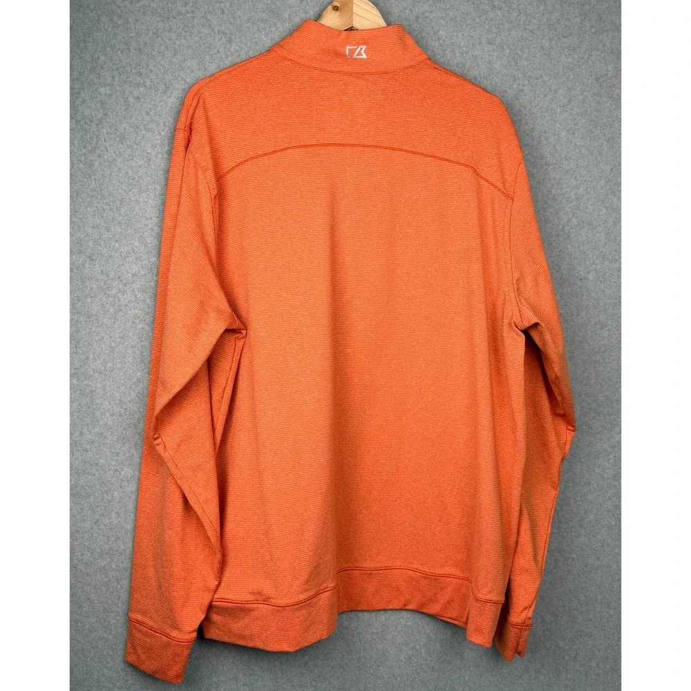 Cutter & Buck CB DryTec Pullover 1/4 Zip Moisture Wicking Orange XL Mens